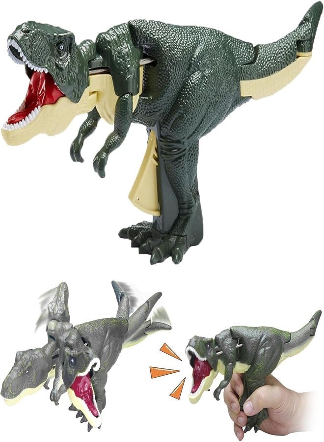 4AJ BAZAAR 11 Inches Trigger T-Rex Dinosaur Toy- Innovative Telescoping & Swinging Features Realistic Design - Engaging Sound Effects & Lighting - Image 1